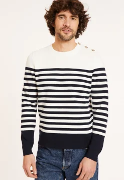 Montagut Pulls-Marinière boutonnée en coton - Dori 05-Bleu marine