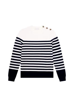 Montagut Pulls-Marinière boutonnée en coton - Dori 05-Bleu marine