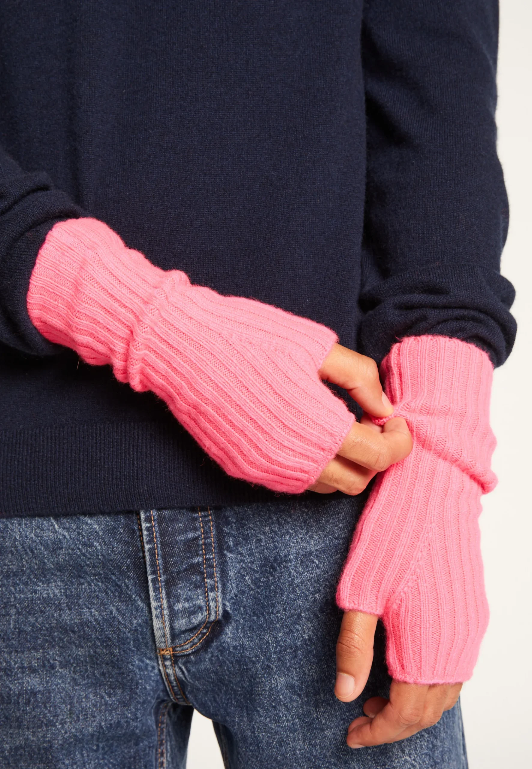 Montagut Accessoires-Mitaines unisexe en cachemire - Lena 91-Fuchsia