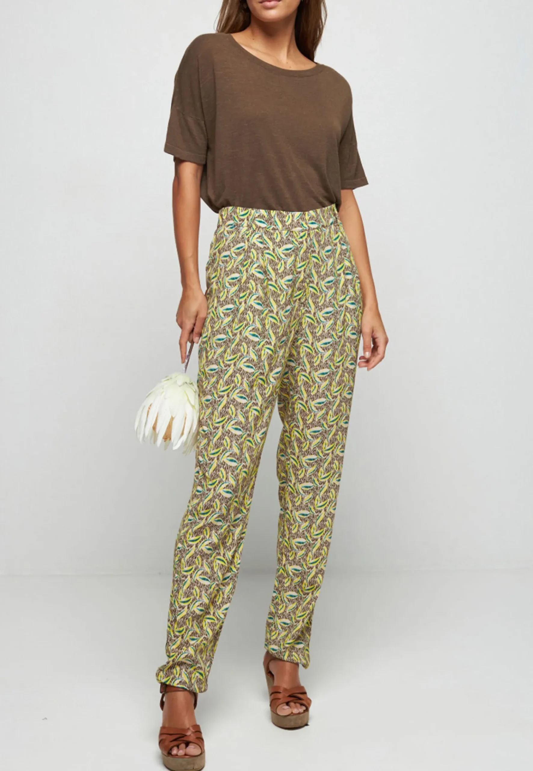 Montagut Pantalons Et Shorts-Pantalon à motifs en chaine et trame viscose - Septime 83-Kaki