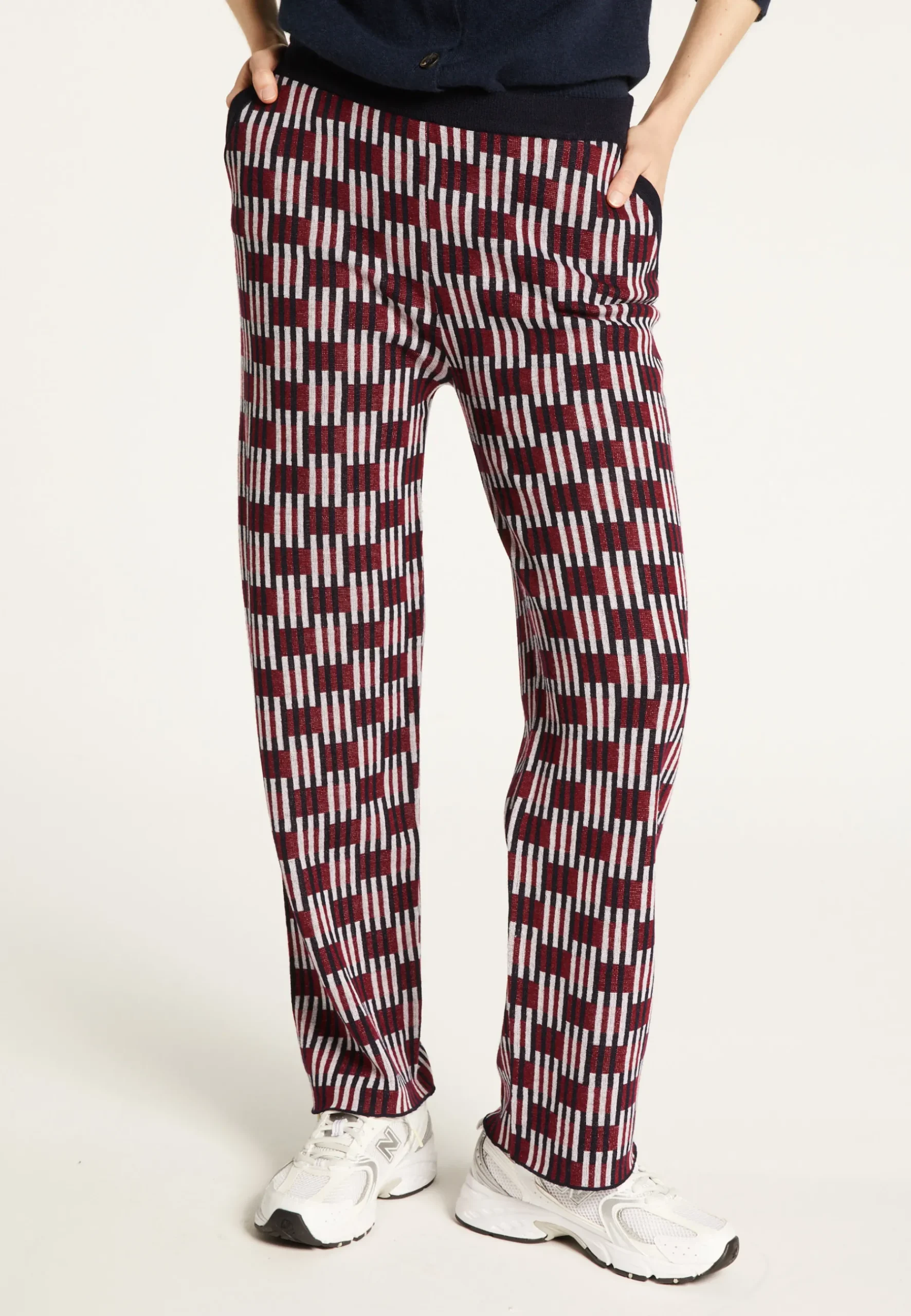 Montagut Pantalons Et Shorts-Pantalon à motifs en laine mérinos - Gill 05-Bleu marine