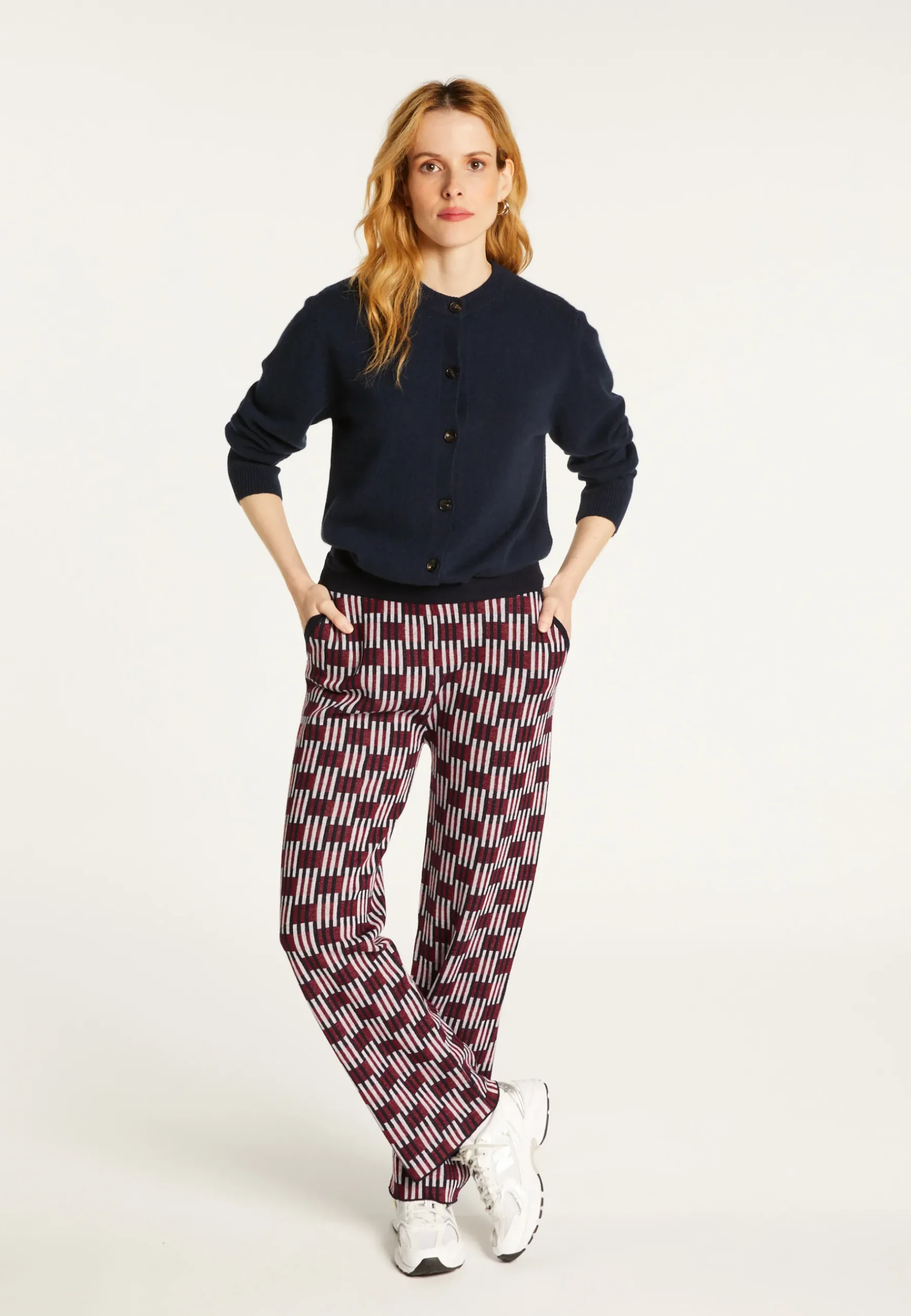 Montagut Pantalons Et Shorts-Pantalon à motifs en laine mérinos - Gill 05-Bleu marine