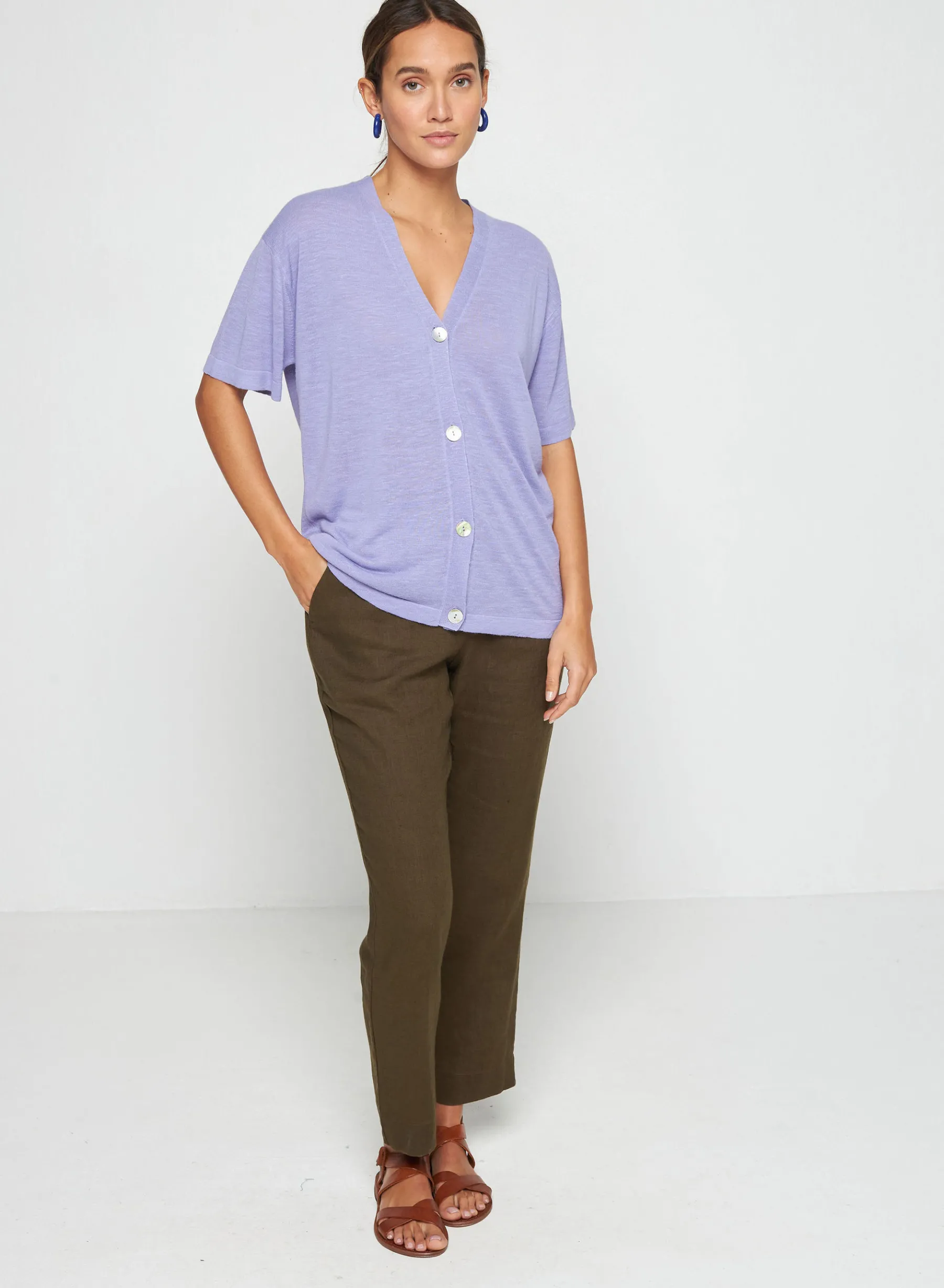Montagut Pantalons Et Shorts-Pantalon casual en lin - Toscane 83-Kaki