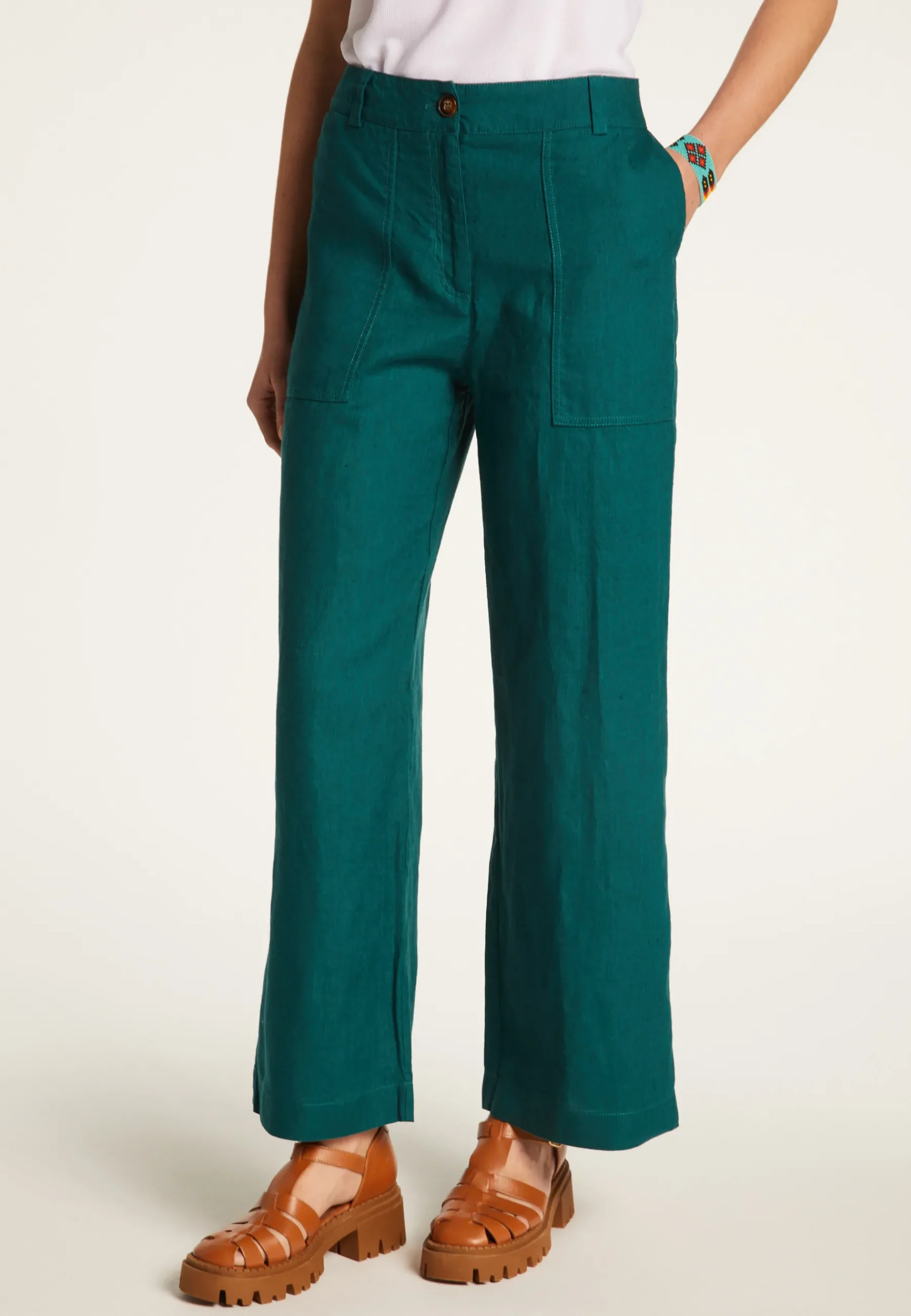 Montagut Pantalons Et Shorts-Pantalon en lin - Ella 93-Emeraude