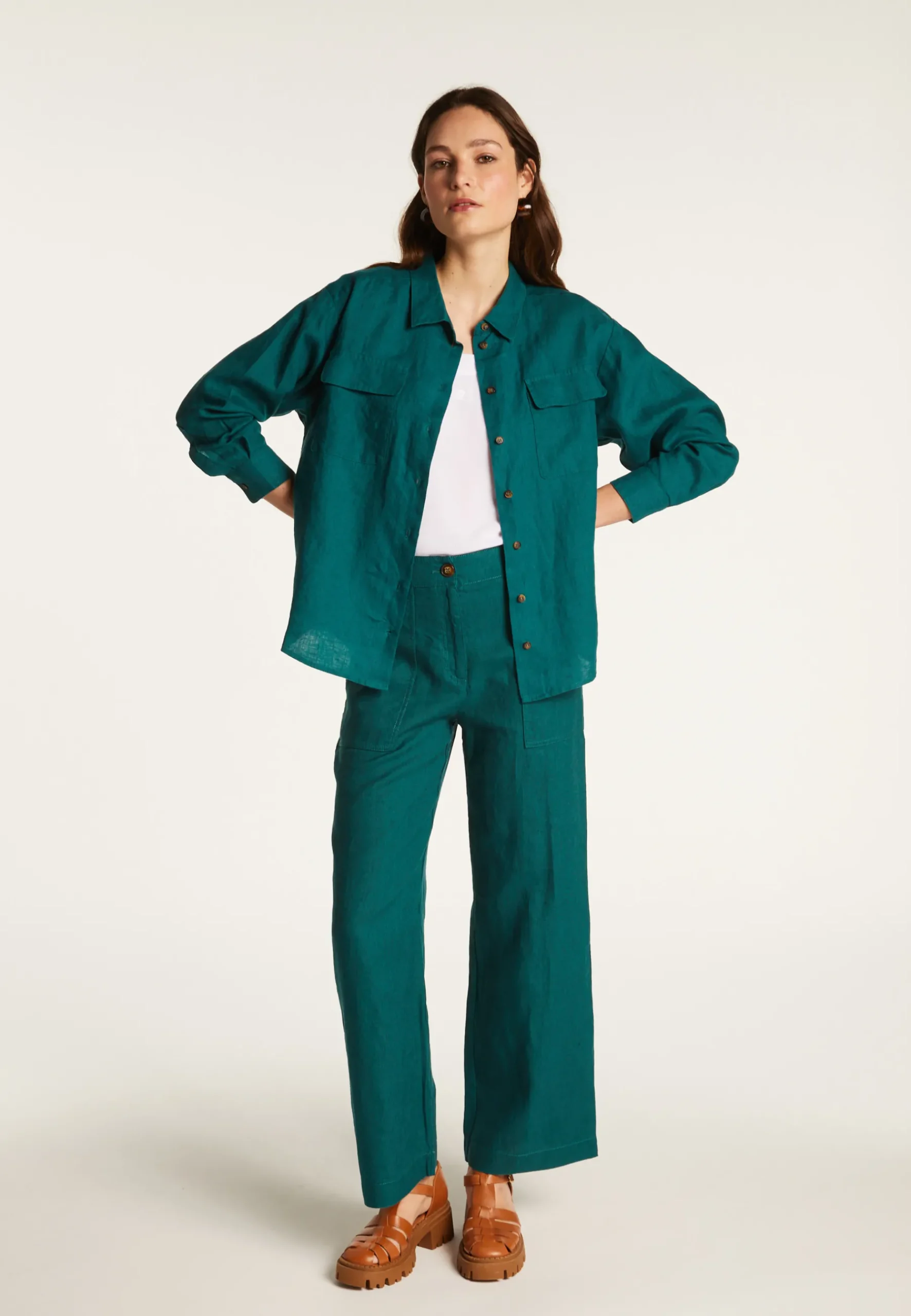 Montagut Pantalons Et Shorts-Pantalon en lin - Ella 93-Emeraude