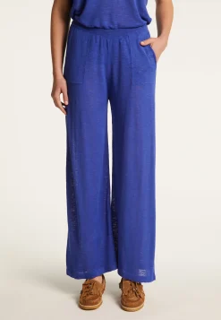 Montagut Pantalons Et Shorts-Pantalon en lin flammé - Debora 48-Bleu roi