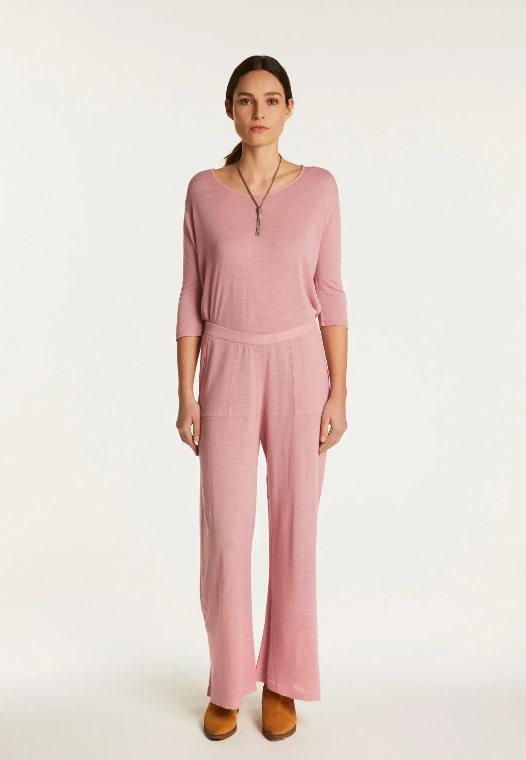 Montagut Pantalons Et Shorts-Pantalon en lin flammé - Debora 24-Rose clair