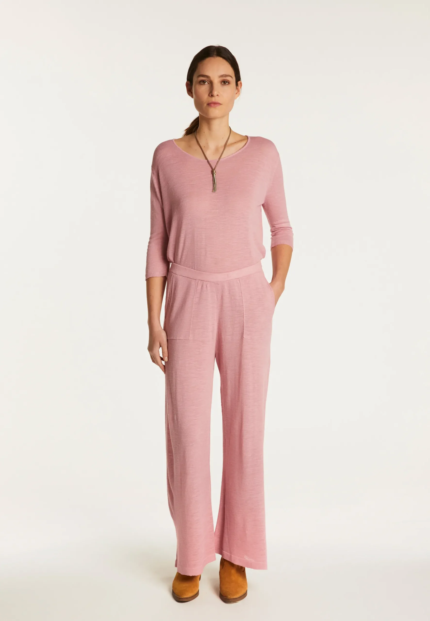 Montagut Pantalons Et Shorts-Pantalon en lin flammé - Debora 24-Rose clair