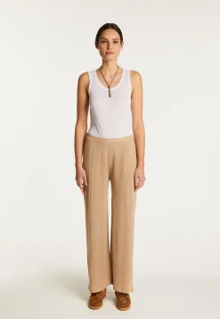Montagut Pantalons Et Shorts-Pantalon en lin flammé - Debora 13-Beige moyen