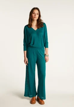 Montagut Pantalons Et Shorts-Pantalon en lin flammé - Debora 93-Emeraude