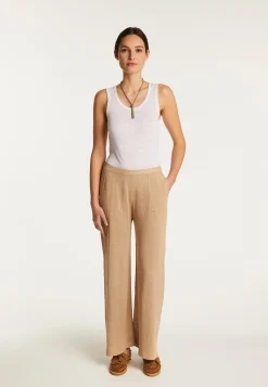 Montagut Pantalons Et Shorts-Pantalon en lin flammé - Debora 13-Beige moyen