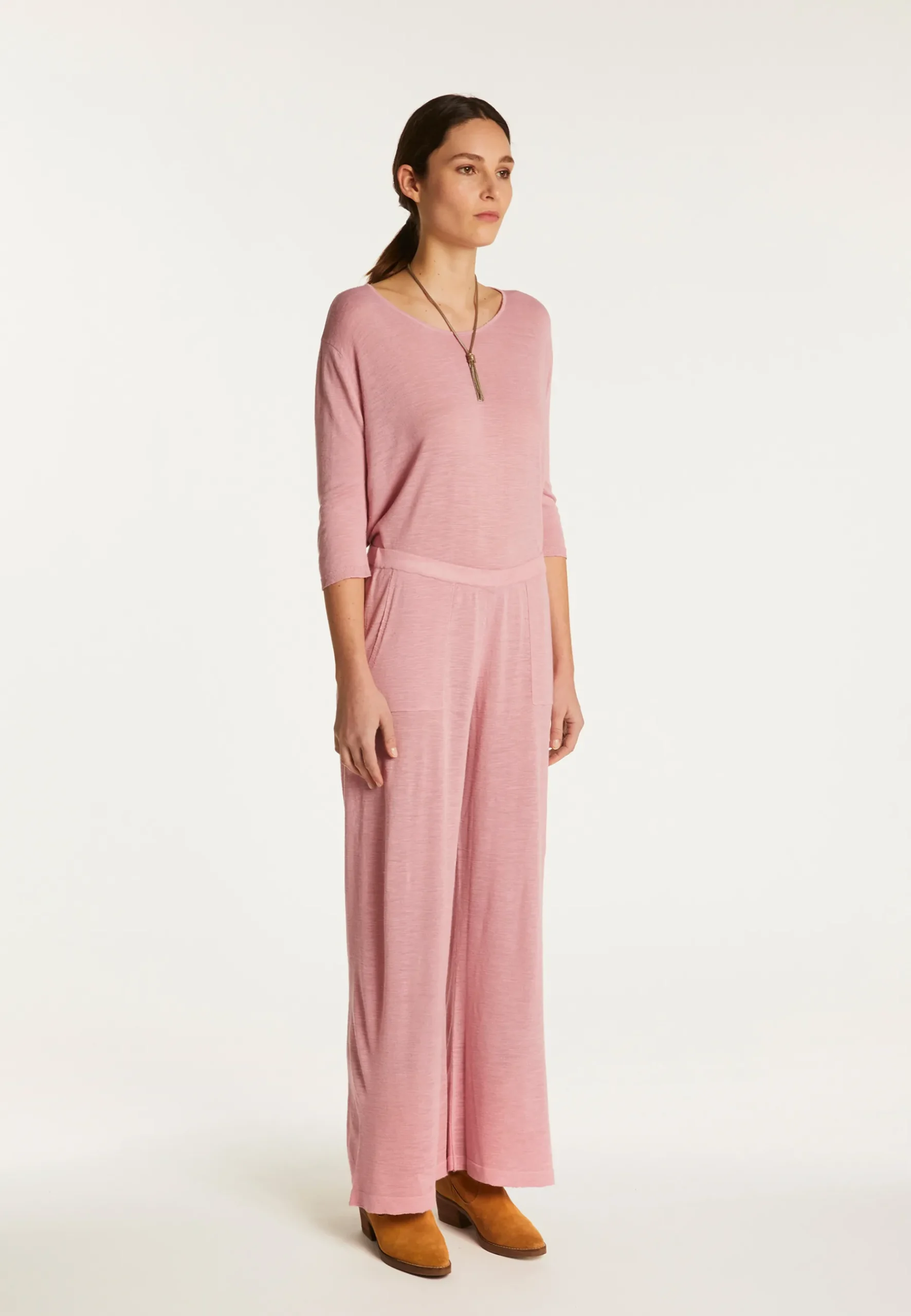Montagut Pantalons Et Shorts-Pantalon en lin flammé - Debora 24-Rose clair