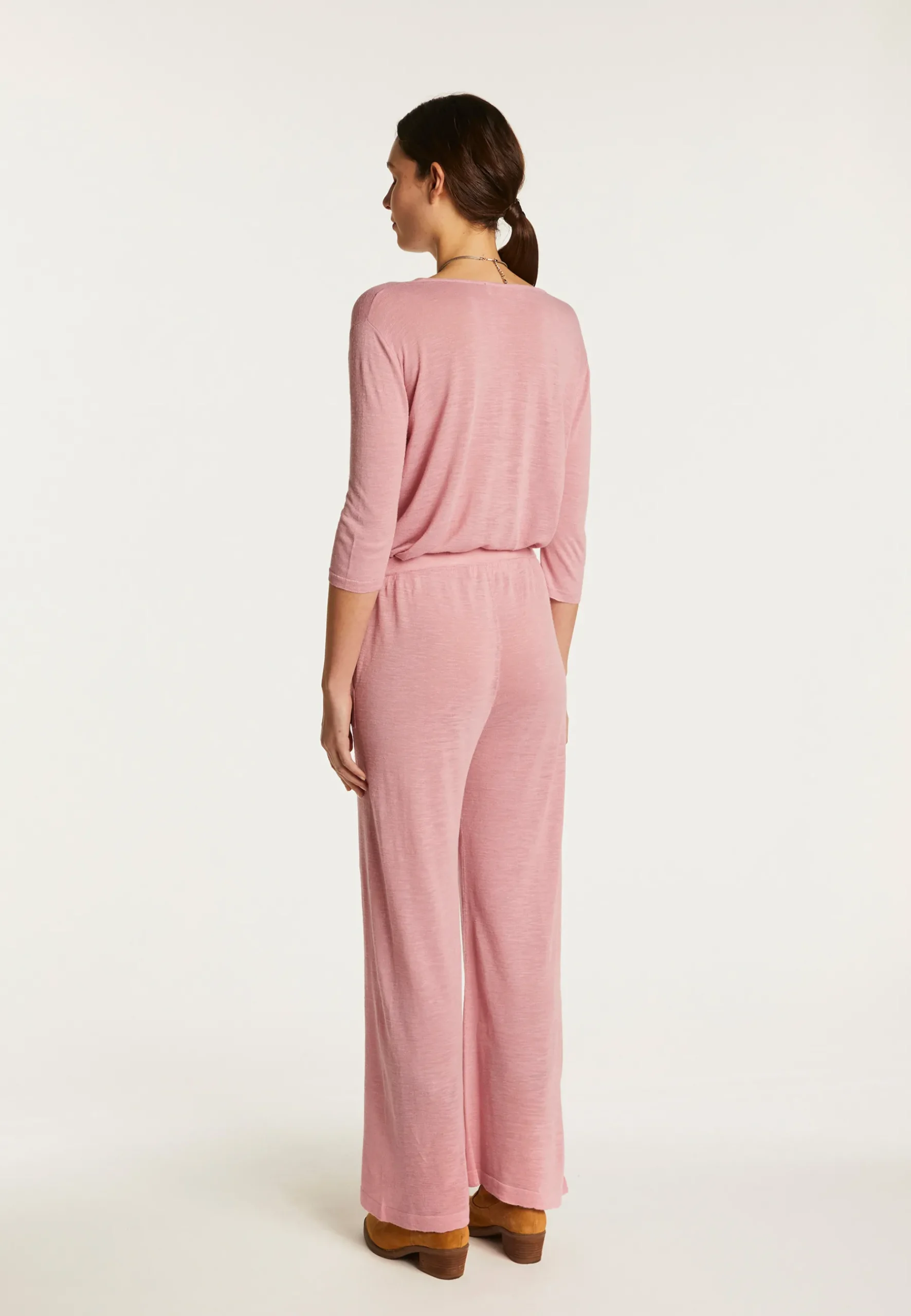 Montagut Pantalons Et Shorts-Pantalon en lin flammé - Debora 24-Rose clair