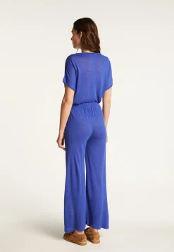 Montagut Pantalons Et Shorts-Pantalon en lin flammé - Debora 48-Bleu roi