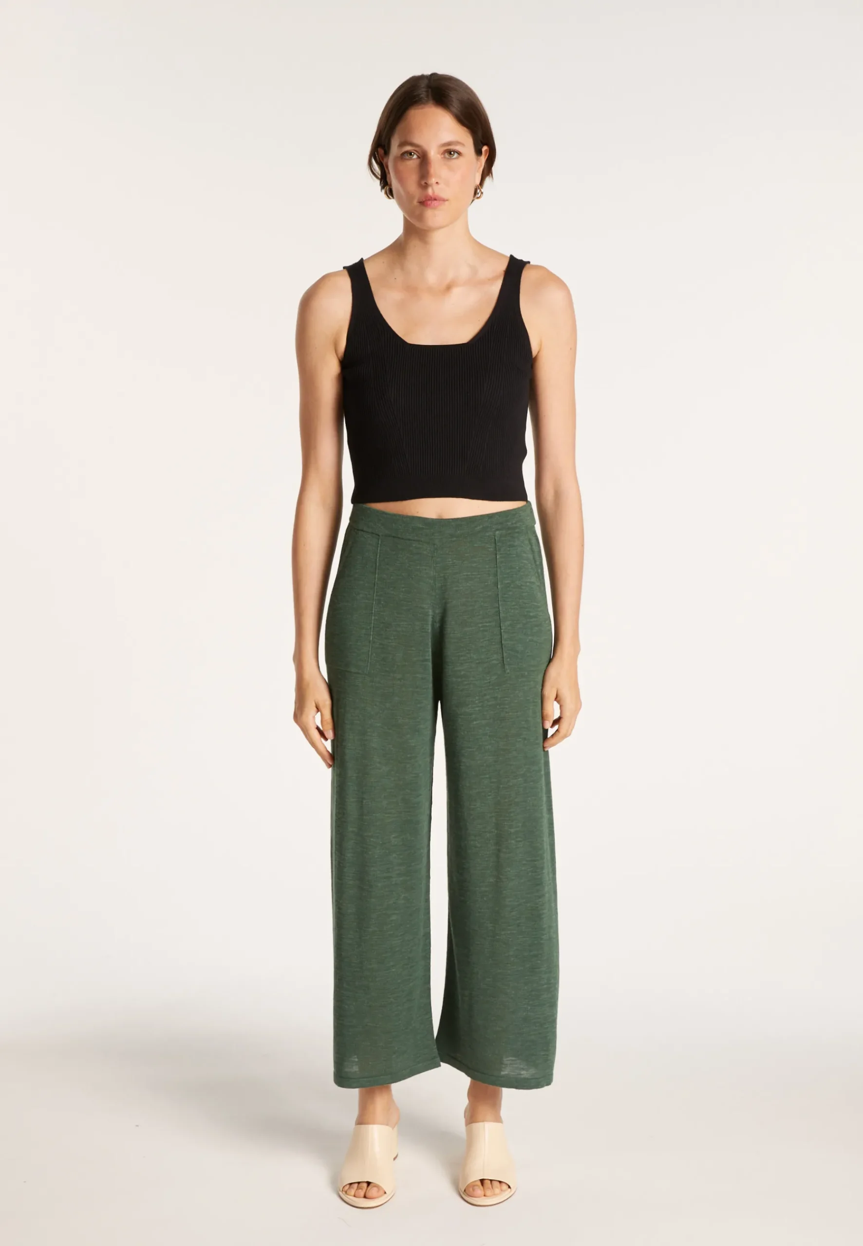 Montagut Pantalons Et Shorts-Pantalon en lin flammé - Liam 21-Vert foncé
