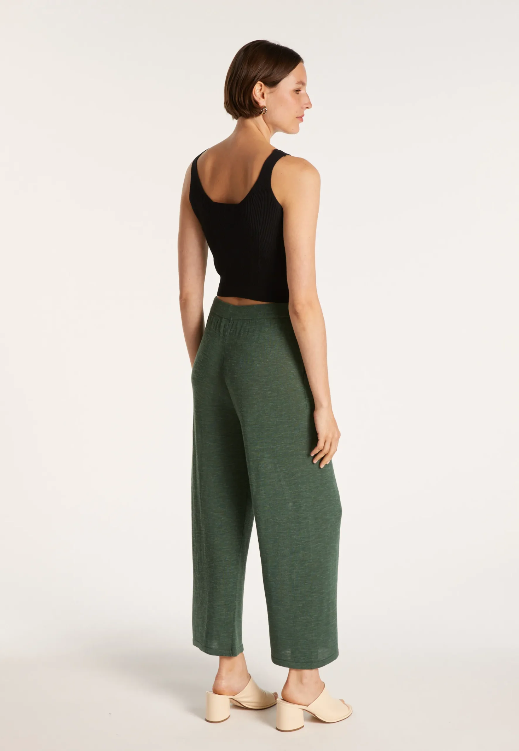 Montagut Pantalons Et Shorts-Pantalon en lin flammé - Liam 21-Vert foncé