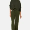 Montagut Pantalons Et Shorts-Pantalon fluide en laine et cachemire - Galya 83-Kaki