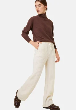 Montagut Pantalons Et Shorts-Pantalon fluide en laine et cachemire - Galya 82-Ecru