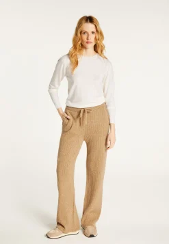 Montagut Pantalons Et Shorts-Pantalon fluide en laine et cachemire - Galya 88-Camel