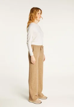 Montagut Pantalons Et Shorts-Pantalon fluide en laine et cachemire - Galya 88-Camel