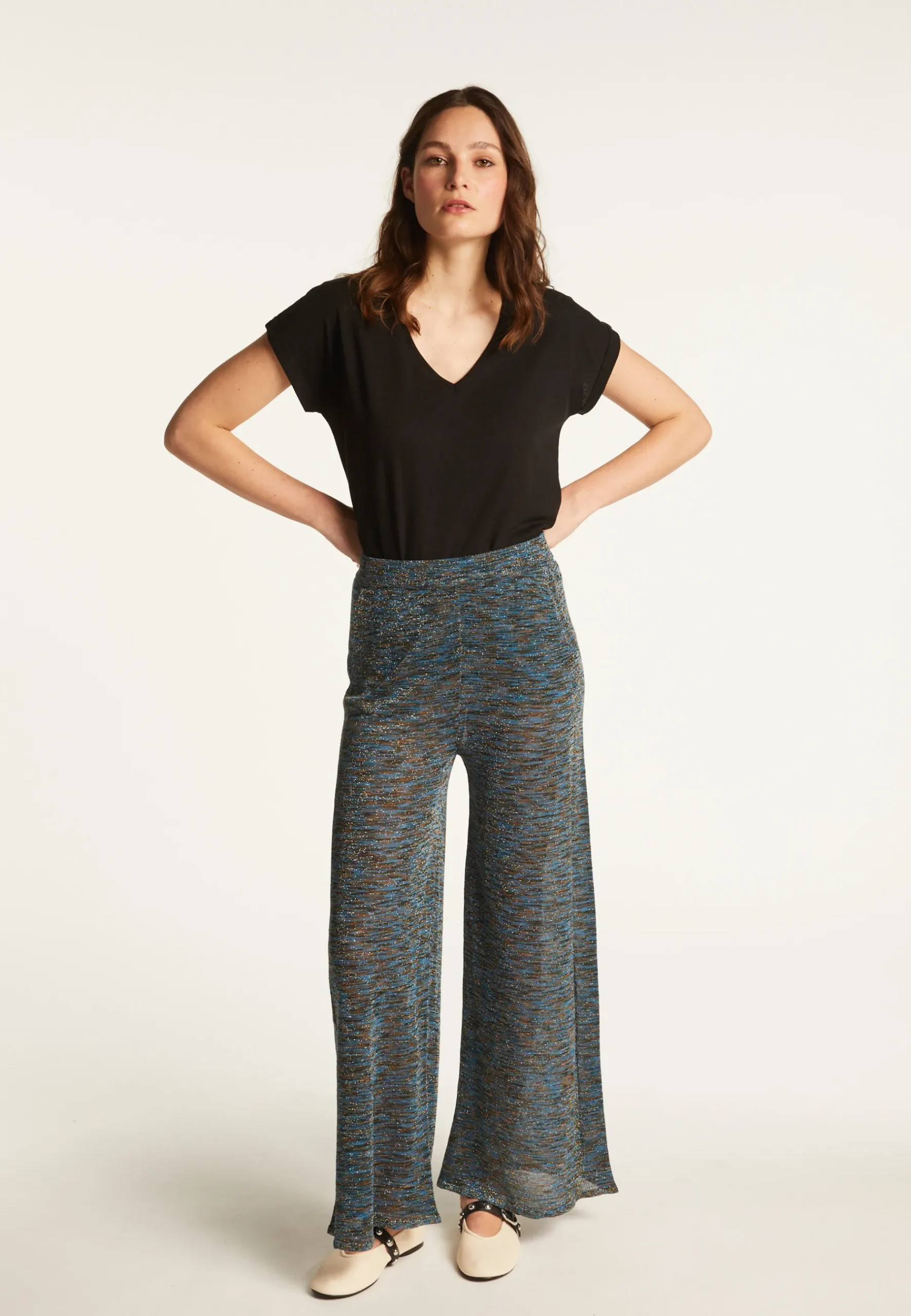Montagut Pantalons Et Shorts-Pantalon large irisé - Dixie 06-Bleu moyen