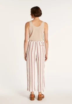 Montagut Pantalons Et Shorts-Pantalon rayé à poches - Mali 02-Blanc