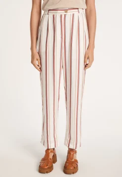 Montagut Pantalons Et Shorts-Pantalon rayé à poches - Mali 02-Blanc