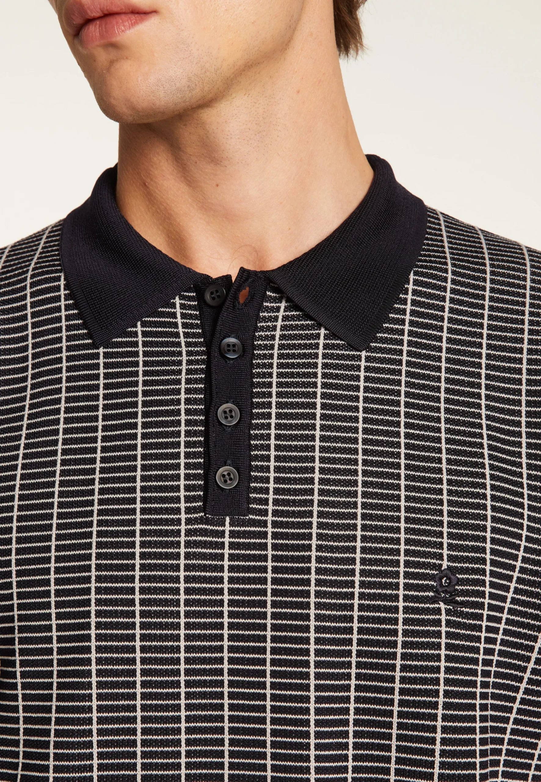 Montagut Polos Et T-Shirts-Polo à carreaux Fil Lumière maille épaisse - Laurent 01-Noir