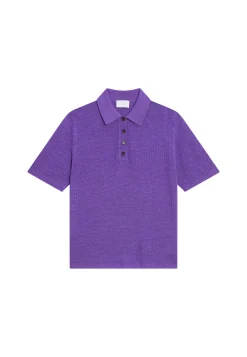 Montagut T-Shirts Et Débardeurs-Polo à côtes en lin flammé - Petunia 17-Violet