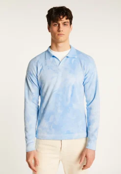 Montagut Polos Et T-Shirts-Polo à manches longues en coton - Maxime 62-Batik ciel