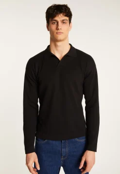 Montagut Polos Et T-Shirts-Polo à manches longues en coton - Maxime 01-Noir
