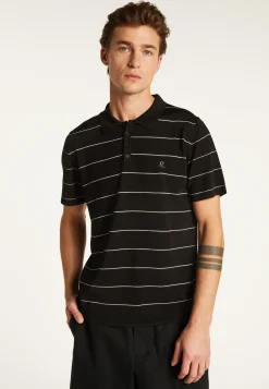 Montagut Polos Et T-Shirts-Polo à rayures en Fil Lumière - Léon 01-Noir