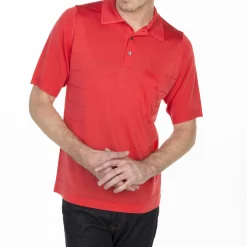 Montagut Polos Et T-Shirts-Polo à rayures en Fil Lumière - Luc-Olivier 52-Rouge