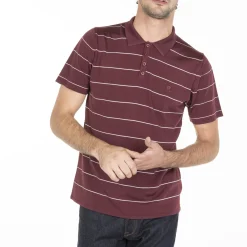 Montagut Polos Et T-Shirts-Polo à rayures en Fil Lumière - Léon 51-Bordeaux