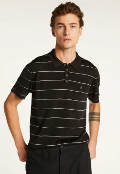 Montagut Polos Et T-Shirts-Polo à rayures en Fil Lumière - Léon 01-Noir
