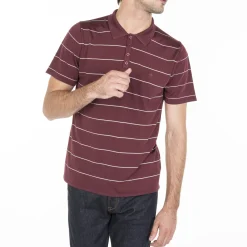 Montagut Polos Et T-Shirts-Polo à rayures en Fil Lumière - Léon 51-Bordeaux