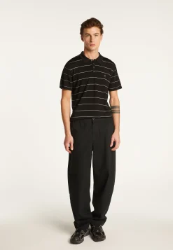 Montagut Polos Et T-Shirts-Polo à rayures en Fil Lumière - Léon 01-Noir