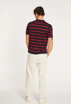 Montagut Polos Et T-Shirts-Polo à rayures en Fil Lumière - Harold 05-Bleu marine