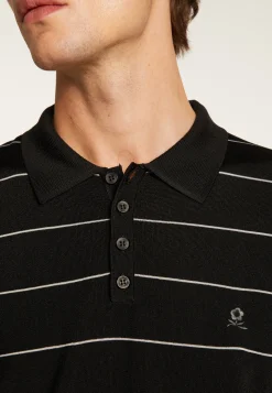 Montagut Polos Et T-Shirts-Polo à rayures en Fil Lumière - Léon 01-Noir