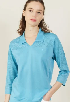 Montagut Chemisiers Et Polos-Polo ajouré manches 3/4 - Anaelle 13-Beige moyen