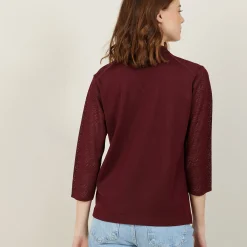 Montagut Chemisiers Et Polos-Polo ajouré manches 3/4 - Anaelle 51-Bordeaux