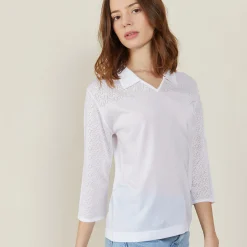 Montagut Chemisiers Et Polos-Polo ajouré manches 3/4 - Anaelle 13-Beige moyen