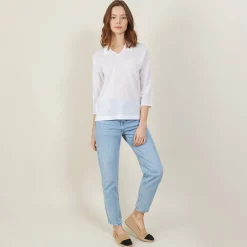 Montagut Chemisiers Et Polos-Polo ajouré manches 3/4 - Anaelle 13-Beige moyen