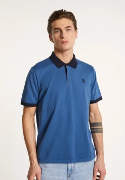 Montagut Polos Et T-Shirts-Polo bicolore en coton bio - Ignacio 03-Bleu foncé