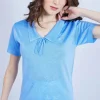 Montagut Chemisiers Et Polos-Polo col avec noeud en Fil Lumière - Mariline 04-Bleu clair