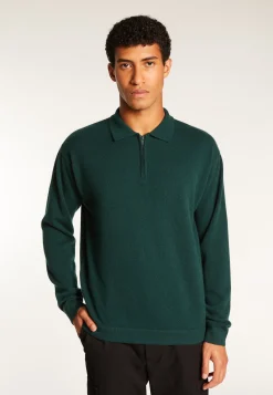 Montagut Pulls-Polo col zippé en cachemire - Taylor 21-Vert foncé