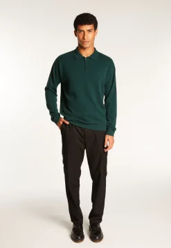 Montagut Pulls-Polo col zippé en cachemire - Taylor 21-Vert foncé