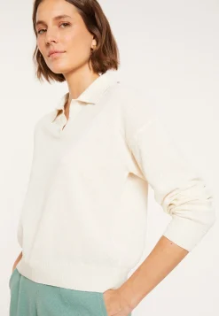 Montagut Pulls-Polo en coton brossé - Melvina 82-Ecru