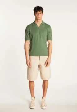 Montagut Polos Et T-Shirts-Polo en coton et en lin - Iouri 83-Kaki