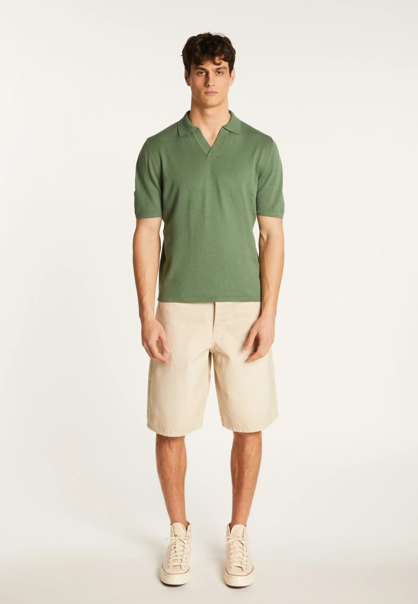 Montagut Polos Et T-Shirts-Polo en coton et en lin - Iouri 83-Kaki